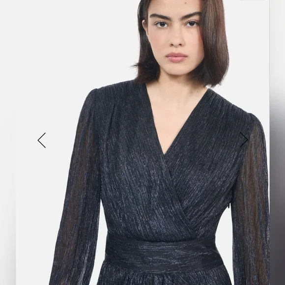 The Kooples Navy Blue Metallic Jersey Dress Size 2 NWT - Picture 3 of 12